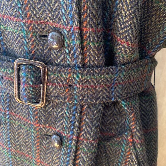 Vintage Aquascutum Trench Coat | Pure Virgin Wool Herringbone Plaid - Picture 10 of 14